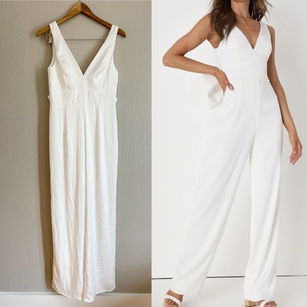 Angelic Aesthetic Ivory Satin Bow Back Sleeveless Jumpsuit
